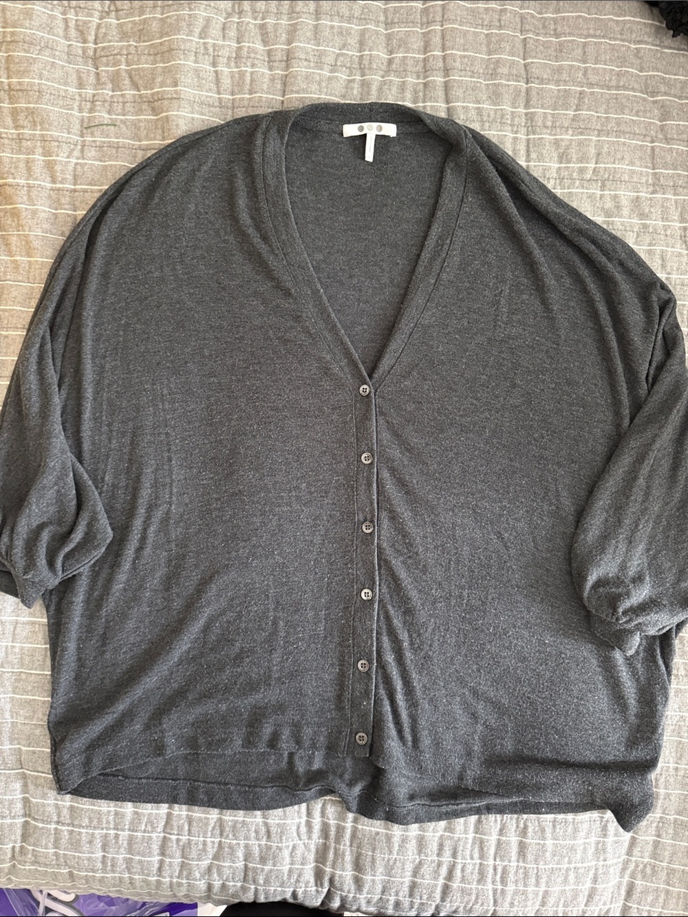 Charcoal Button-Front Women's oversized Sweater Cardigan